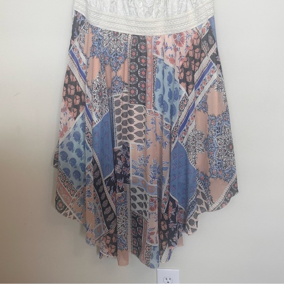 Liberty Love Blue and Cream Patchwork mid Dress size 3X Boho Vacation - Picture 6 of 8